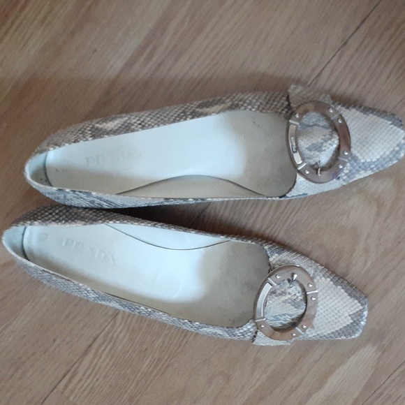 Prada Python tan leather kitten heels sz 39 9 - Picture 2 of 13